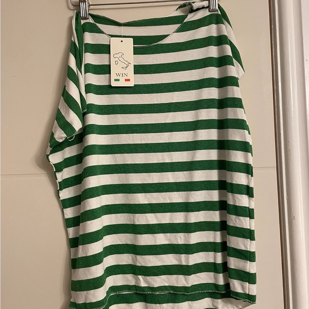 Green and White Striped T-Shirt